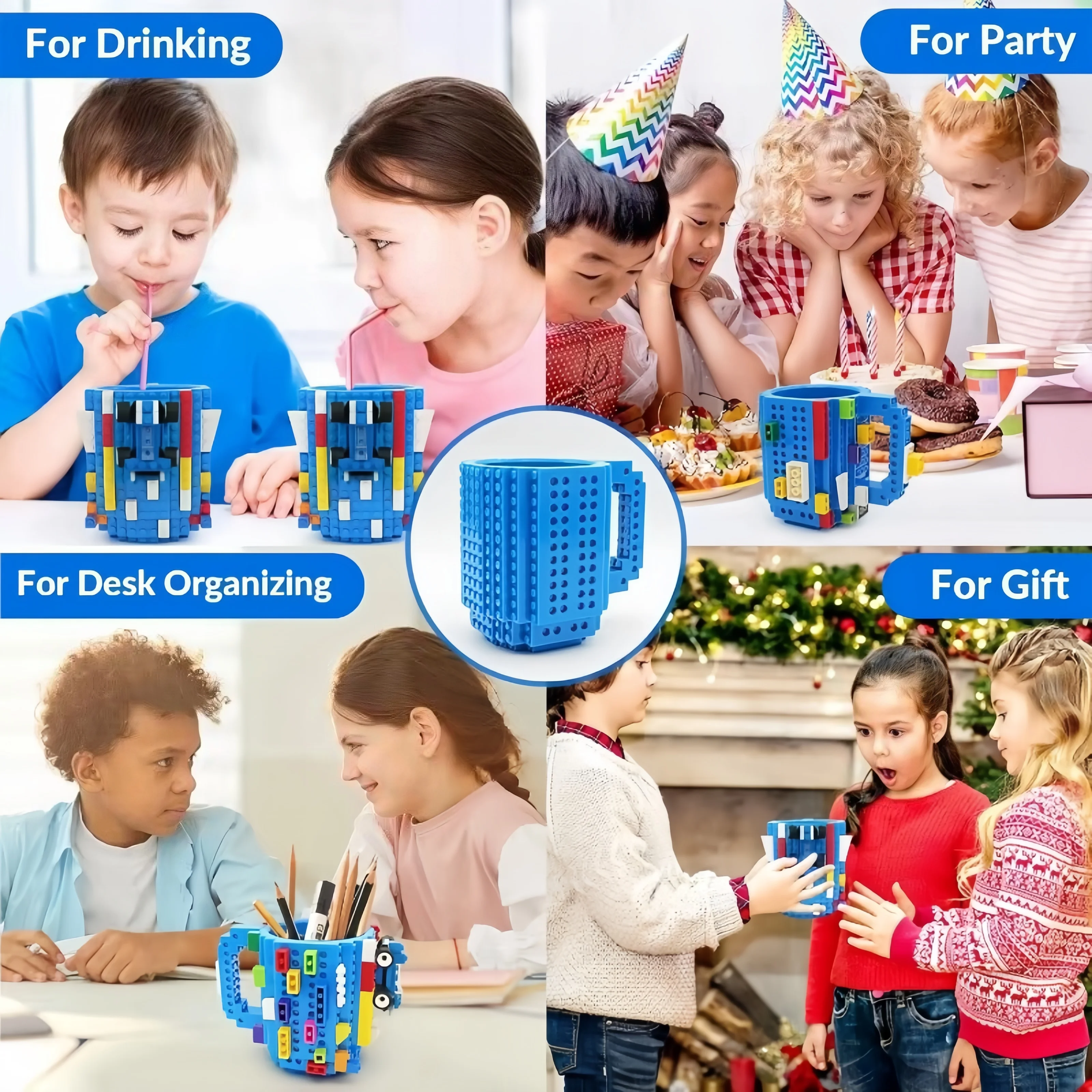 350ml Building Blocks DIY Novelty Cup Cool Coffee Mug for Kids Creative Novelty Funny Coffee Mug Cup Gift for Kids Adults