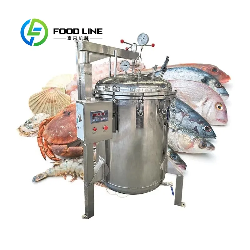Customized Newest 500L Industrial Tilting Jacketed Retort Autoclave with Hydraulic Lid & Internal Basket High Pressure