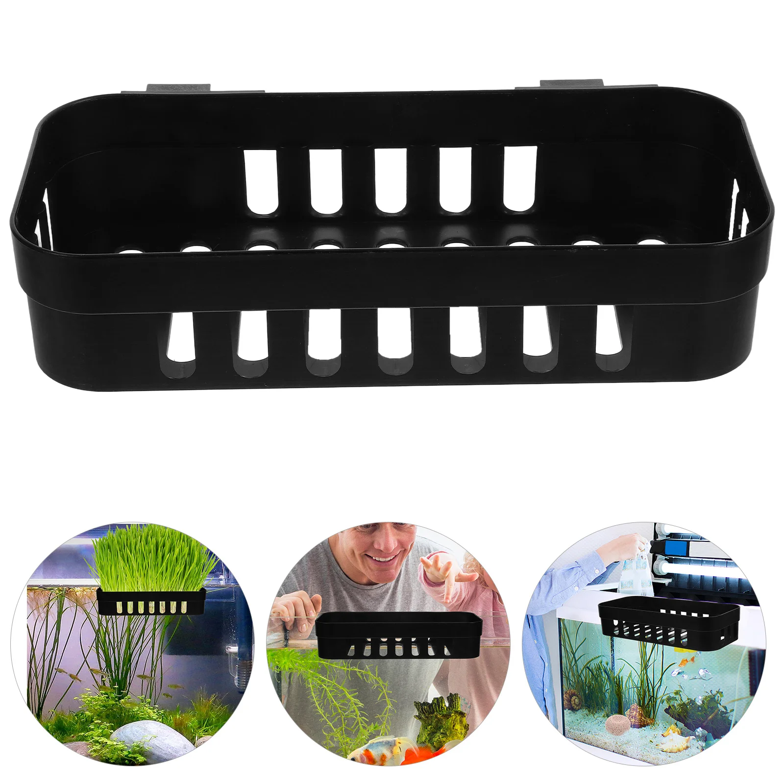 

2 Pcs Clear Aquatic Plant Pot Multi Aquarium Planting Baskets Toy Black Abs Plastic