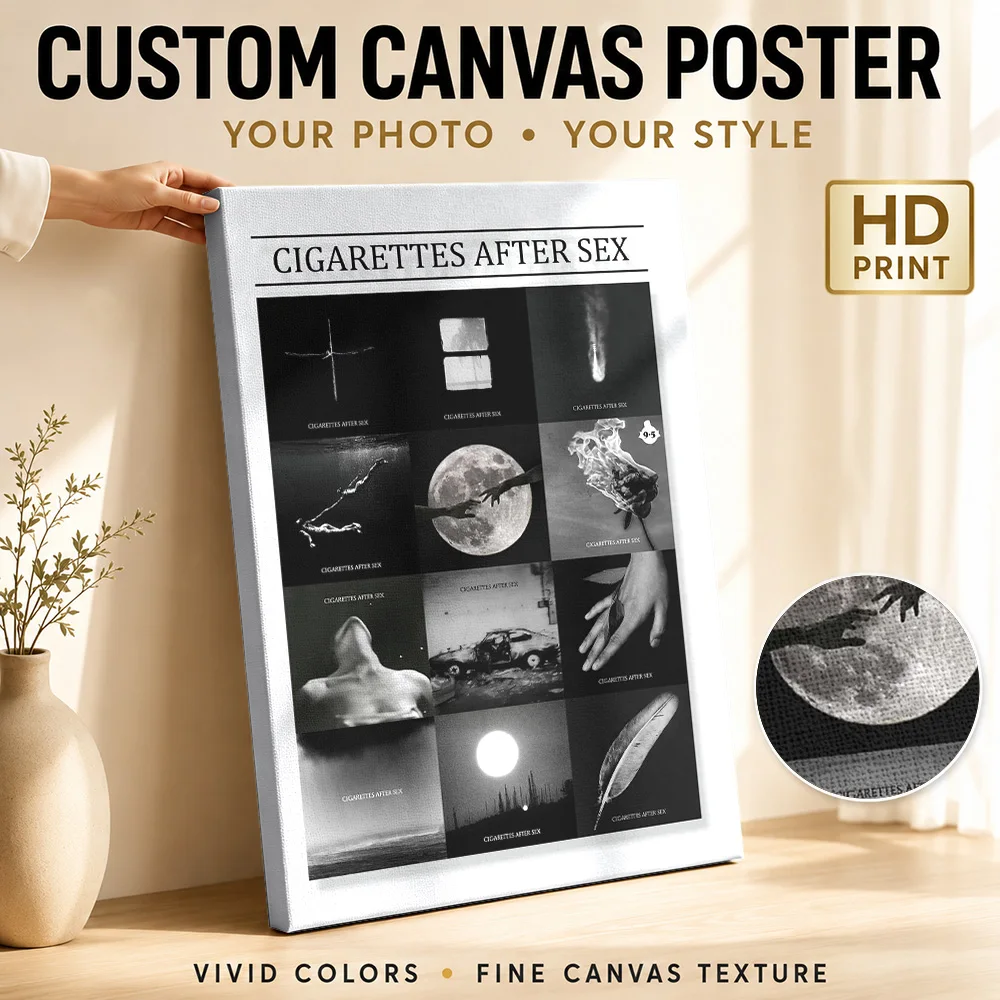 Cigarettes After Sex Album Collage Canvas Print Customized Photo Multi Panel Composition Wall Art For Record Room, Singer Gift