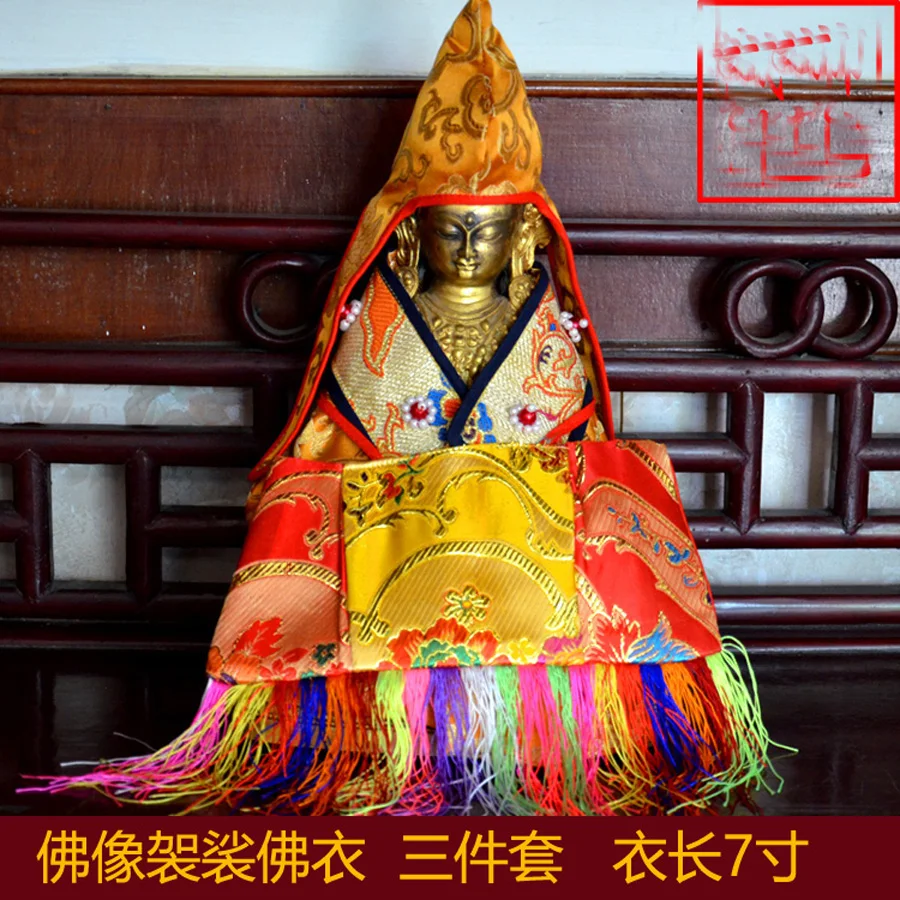 Wholesale Buddhist supply # holiest buddha Cape cassock Robe clothes hat of Nepal Shrine FOR 7 INCH 21CM statue