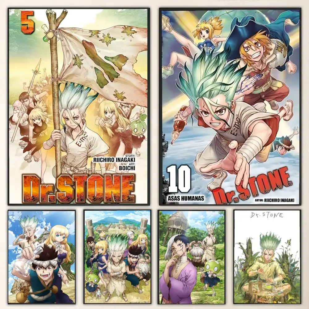 Anime D-Dr. STONE Gemälde Kalligraphie Leinwand Poster Wandkunst für Wohnzimmer Schlafzimmer Café Dekoration Geschenk
