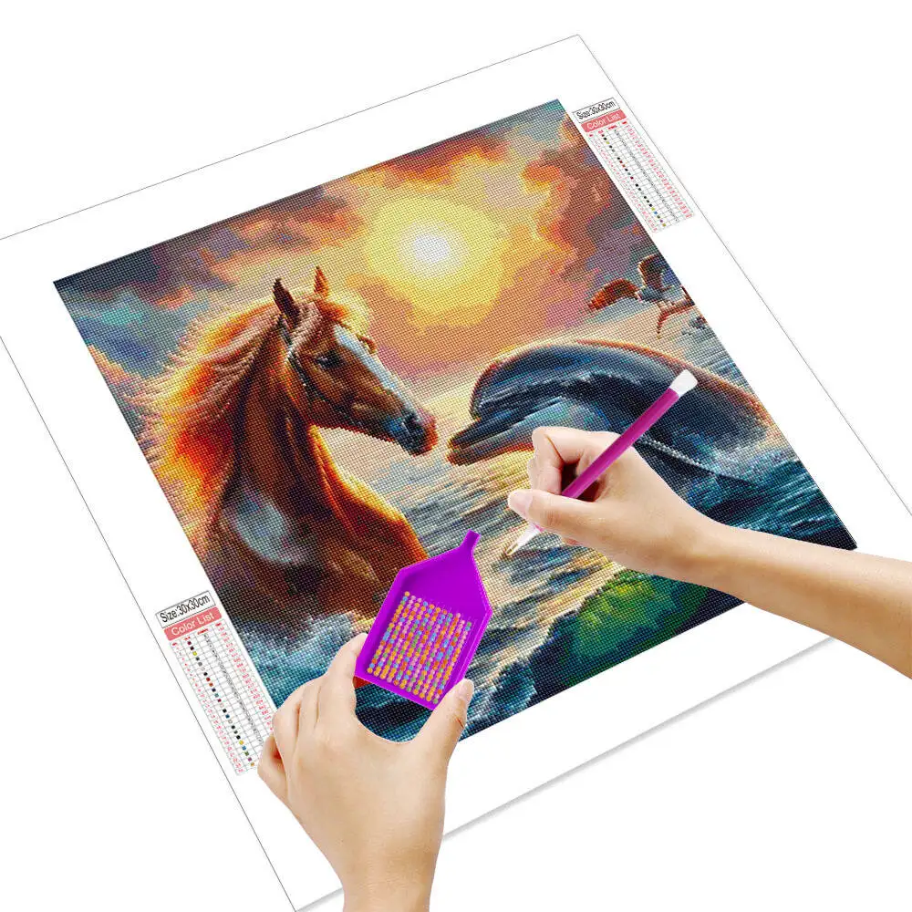 Huacan Horse Dolphin Seagull Diamond Painting 5D DIY Animal Diamond Mosaic New Embroidery Full Square Round Drill Art Set