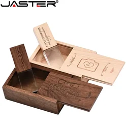 Crystal USB Flash Drives 128GB Free Custom Logo Memory Stick Photography Wedding Gift Pen Drive 64GB Wooden Box Pendrive 32GB