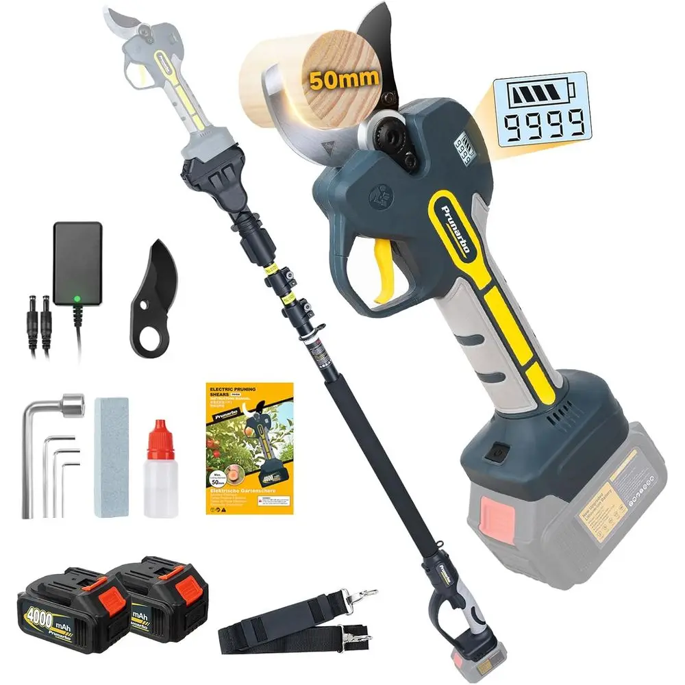 

Беспроводные секаторы 2-в-1, электрические секаторы диаметром резания 50 мм и телескопический стержень длиной 9,2 фута, совместимые с Ma