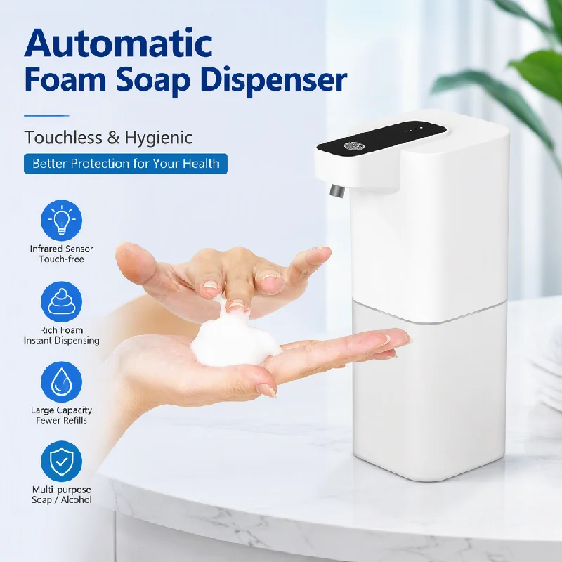 400ml Automatic Touchless Foam Soap Dispenser, Alcohol Spray Hand Sanitizer for Bathroom Kitchen, Sensor Foam Soap Machine