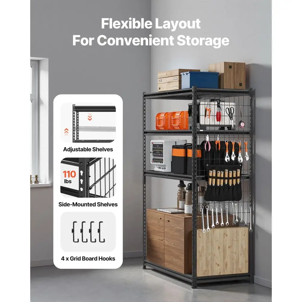 Rak Logam 5 Tingkat yang Kuat dan Dapat Disesuaikan, Kapasitas 2000 lbs, 36L x 16W x 72H untuk Dapur, Ruang Penyimpanan, Ruang Bawah Tanah, dan Lainnya