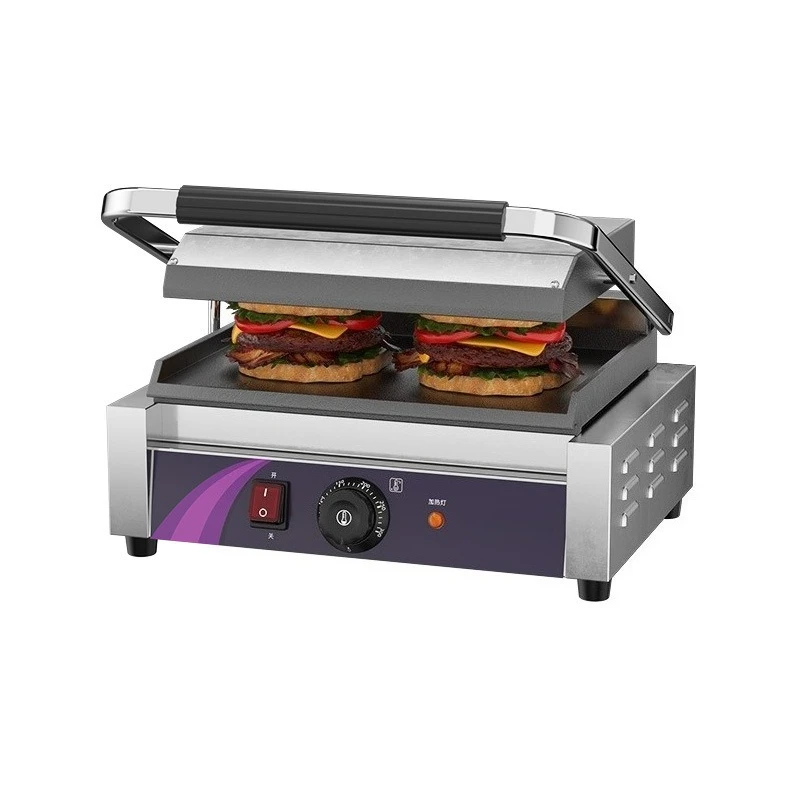 Plate grilling furnace Commercial electric heating flat pressure baking double-sided enamel plate grilling furnace