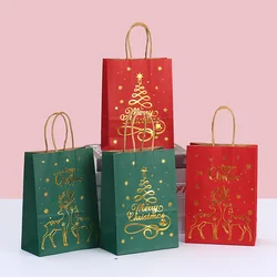 StoBag, Reusable Gold Foil Christmas Paper Gift Tote Bags, Luxury Holiday party supplies, packing candy goodies, 12/30pcs
