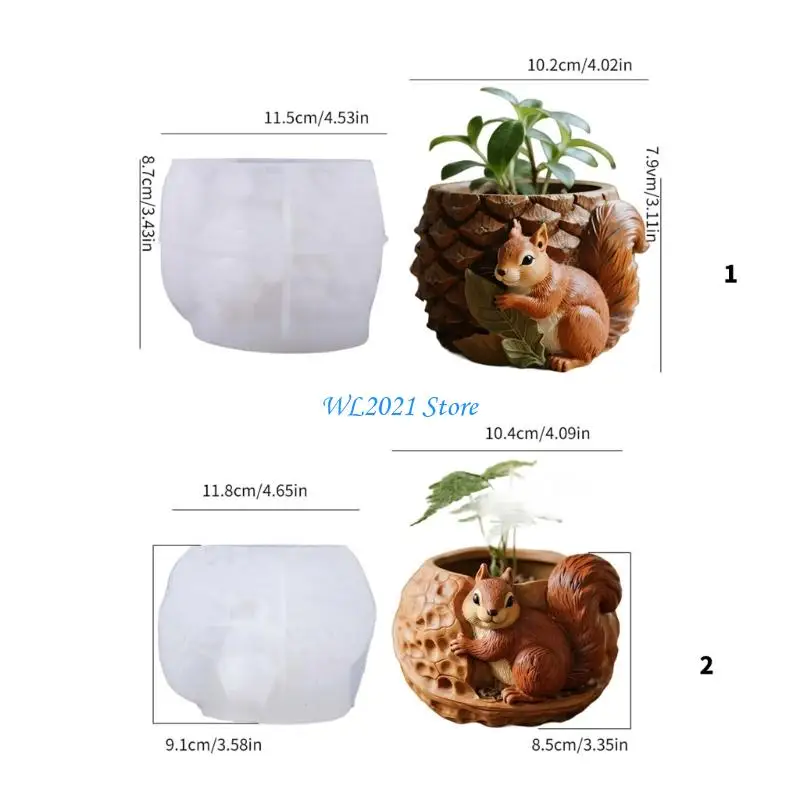 G5GC السنجاب على شكل سيليكون قالب زارع زهور قوالب للحرف اليدوية شمعة الاسمنت #6