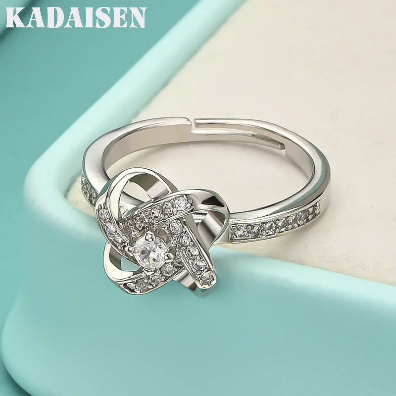 Neuheiten 925 Sterling Silber Kristall Kleeblatt Ring Bague Anillos Bestseller Reines Silber Feiner Schmuck für Damen