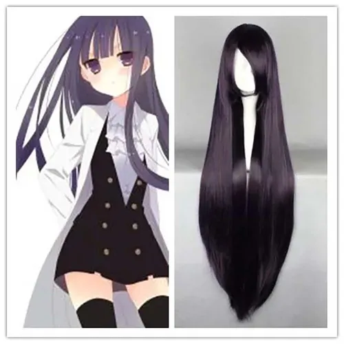 Imagen 2 del producto Peluca blanca de 100 CM/40 pulgadas de largo, postizo de fibra sintética resistente al calor, pelo liso para fiesta de salón, Cosplay de dibujos animados