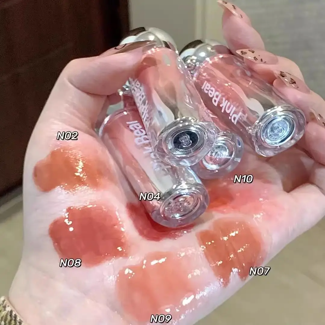 Pinkbear Small Bulb Essence Lip Gloss Mirror Lip Purring Fade Lip Lines Long Lasting Pink Lips Makeup