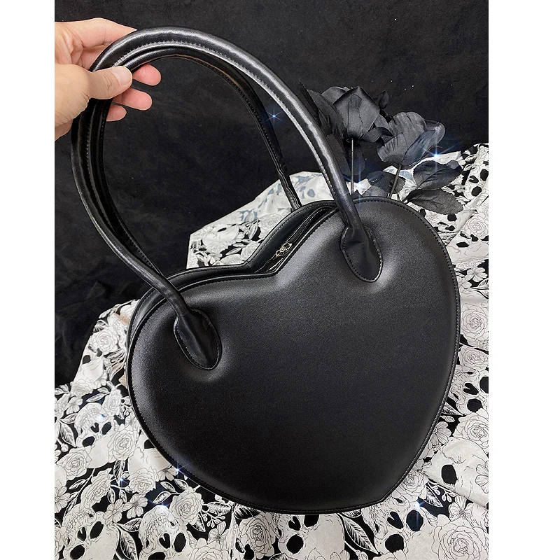 Gothic Heart Shape Purses and Handbags for Women Cute Lolita Tote Bags Fashion Designer Shoulder Bag Cosplay Top Handle Satchel