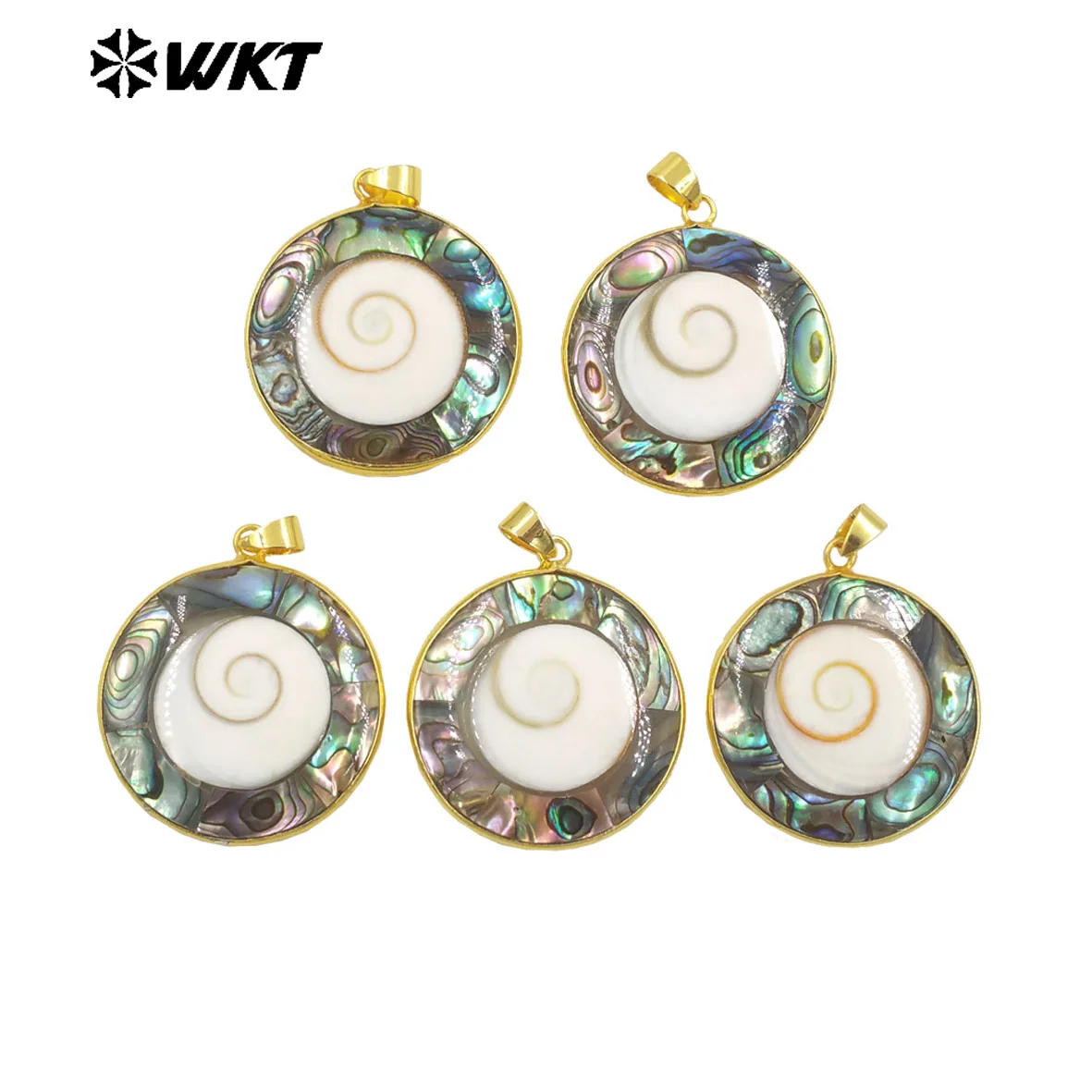 WT-JP361   WKT 2024 Hot Style Natural Natural Shell Wedding Pendant Gift Jewelry Retro Accessory Women For Supplies 5PCS