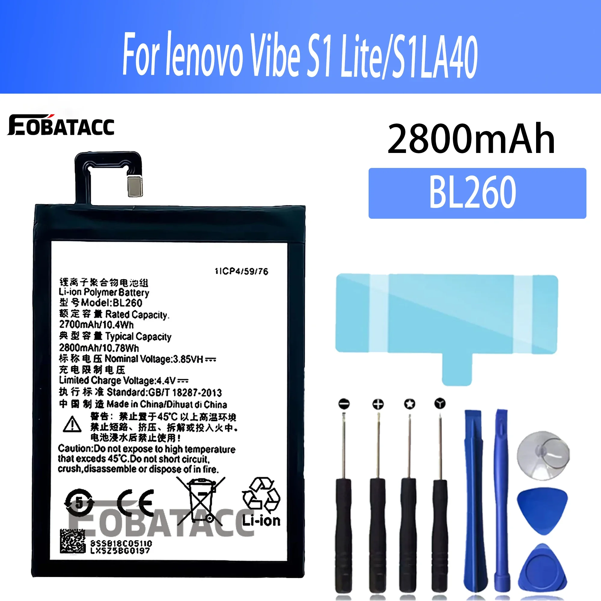 100% New Original Battery BL260 For lenovo Vibe S1 Lite/S1LA40 Battery + Free Tools