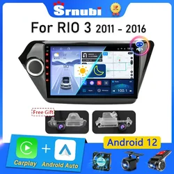 Srnubi 2 Din Android 12 Carplay Autoradio per Kia RIO 3 2011 - 2016 Lettore multimediale 2din Stereo Navigazione GPS DVD Unità principale