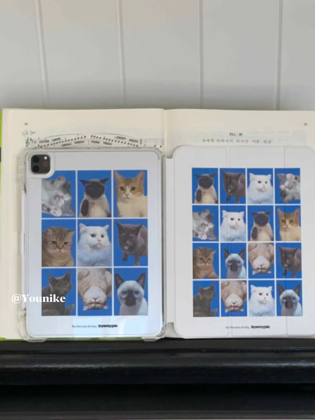 Korean Ins Cat Head Photo Full Screen Cat For iPad 11th A16 10 9 8 7 5 Pro 13 11 M5 M4 M3 M2 12.9'' Air  4 3 2 1 Mini 7 6 Cover