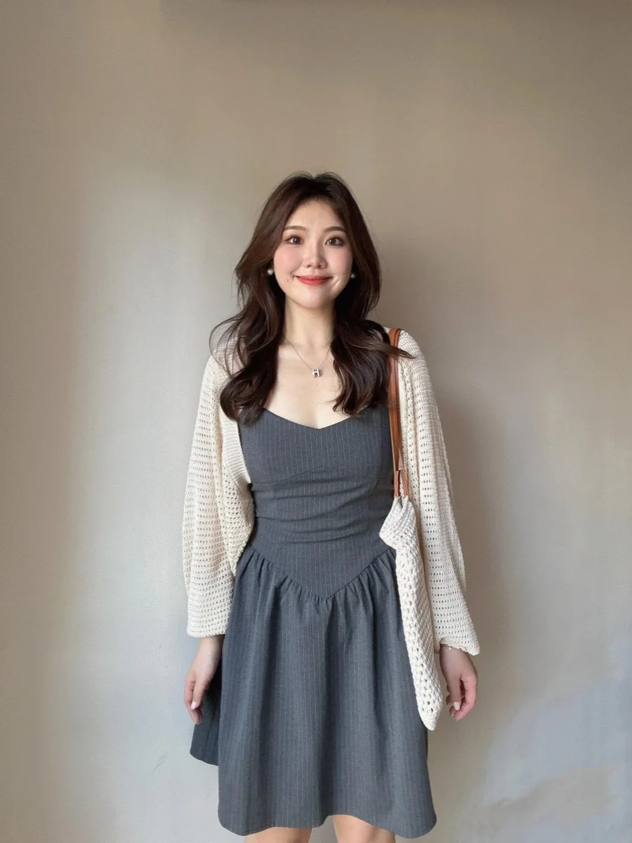 

Комплект из двух предметов: винтажная юбка-миди и кардиган свободного кроя для лета, в стиле High Fashion, для женщин больших размеров, с эффектом уменьшения размера