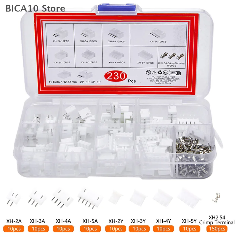 طقم طرفي محاصر مكون من 230 قطعة مع XH2.54 PH2.0 2p 3p 4p 5 Pin 2.54mm 2.0mm موصلات ومحولات JST للأسلاك #1