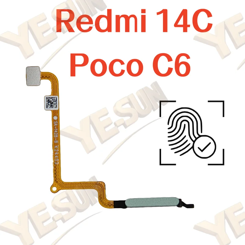 For Xiaomi Redmi 14C / Poco C6  Fingerprint Sensor Home Return Key Menu Button With Side Power On Off Flex