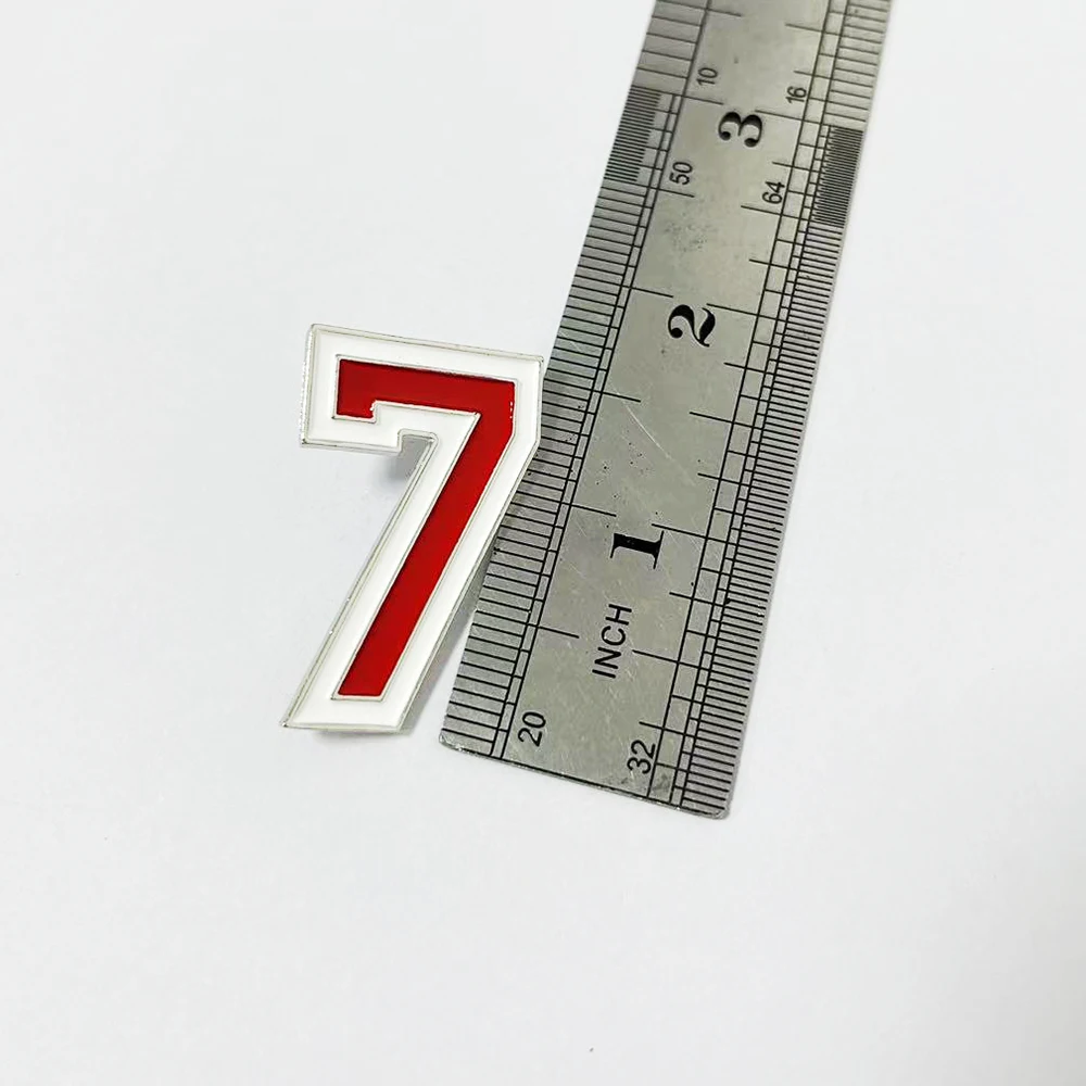 Delta Red & White Number 0-9 Brooch