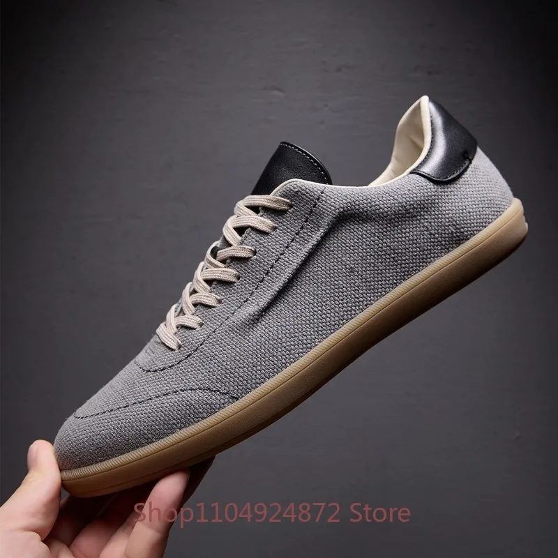 New Arrival White Canvas Shoes Men's splice Casual lightweight breathable premium retro training Shoes Male Flats Oxfords