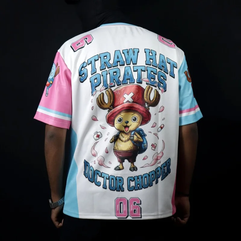 Anime Full Sublimation Mesh Jersey, Unisex Oversized Streetwear Tee, Colorful Cartoon Graphic Sport Uniform