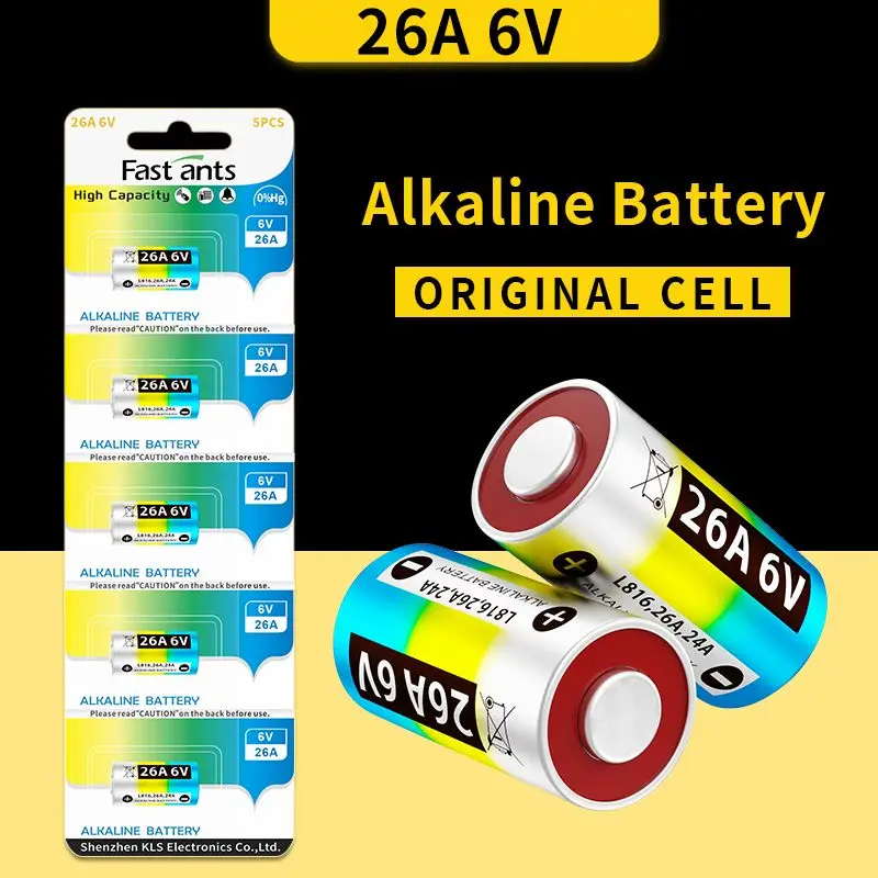 Original 26A 6V Alkaline Battery A26 L1816 GP26A High Voltage Battery for Remote Control Doorbell Alarm Garage Door Opener