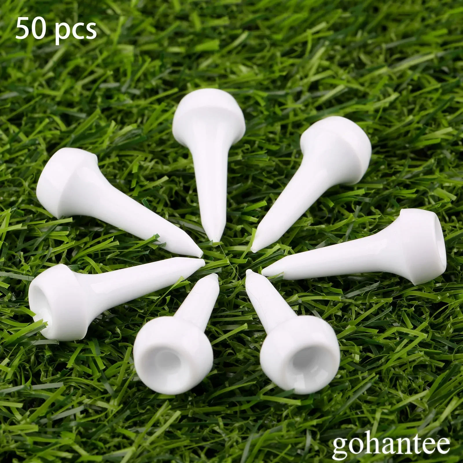 50Pcs/Pack White Plastic Cushion Top Golf Tees Durable 35mm Tees Mat for Golfer Beginner Training Practice Golf Ball Hole Holder