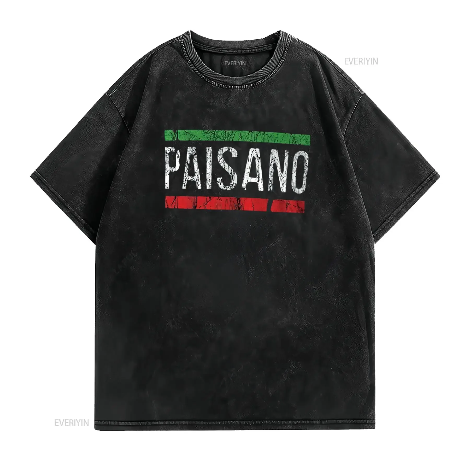 Mens Paisano Italian Dad Grandpa Nonno Paisan Italy Flag Sicilian T Shirt Black L vintage Washed Stylish fashion