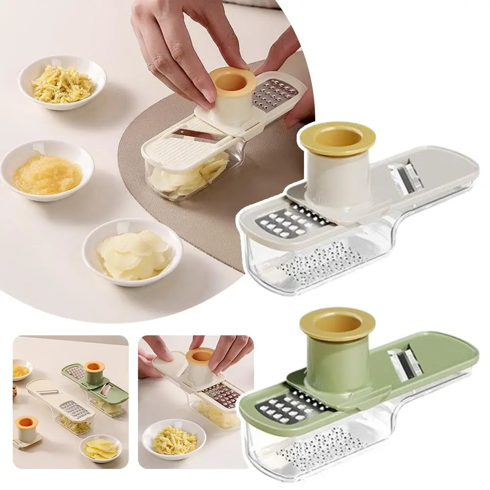 Mini Rallador de Verduras Multifuncional, Cortador Manual de Ajo, Cebolla y Jengibre, Picador de Alimentos con Caja de Almacenamiento, Utensilio de Cocina