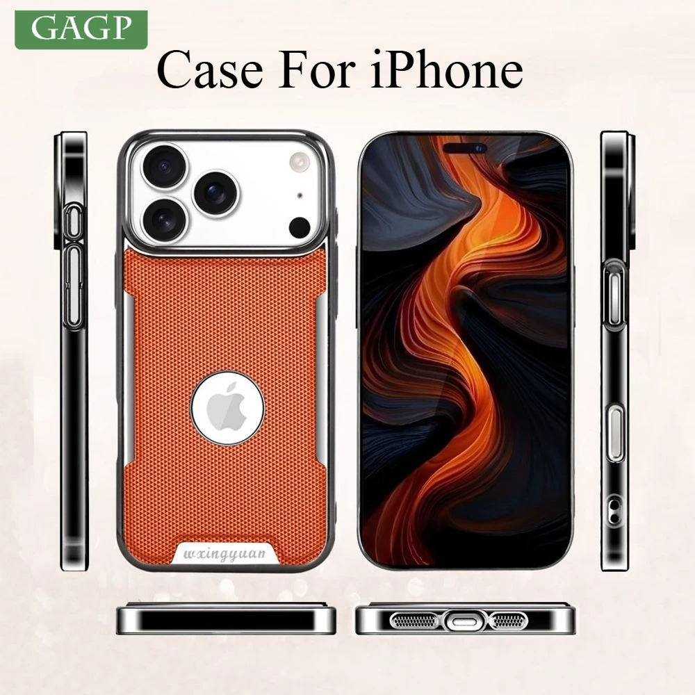 

Бизнес-гибридный чехол из углеродного волокна для iPhone 17, 16, 15, 14, 11, 12, 13 Pro Max Air Plus, противоударный нескользящий чехол с отверстием для логотипа