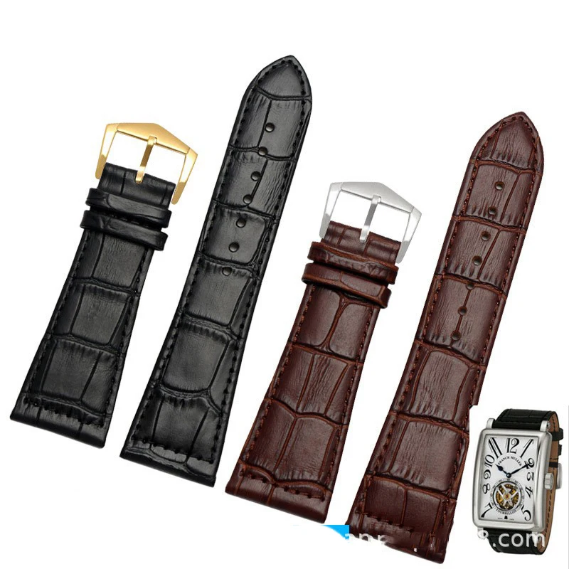 Genuine leather bracelet 26mm 22mm 30mm for Franck Muller FM6000H watch strap wristwatches Accessories cowhide watch band