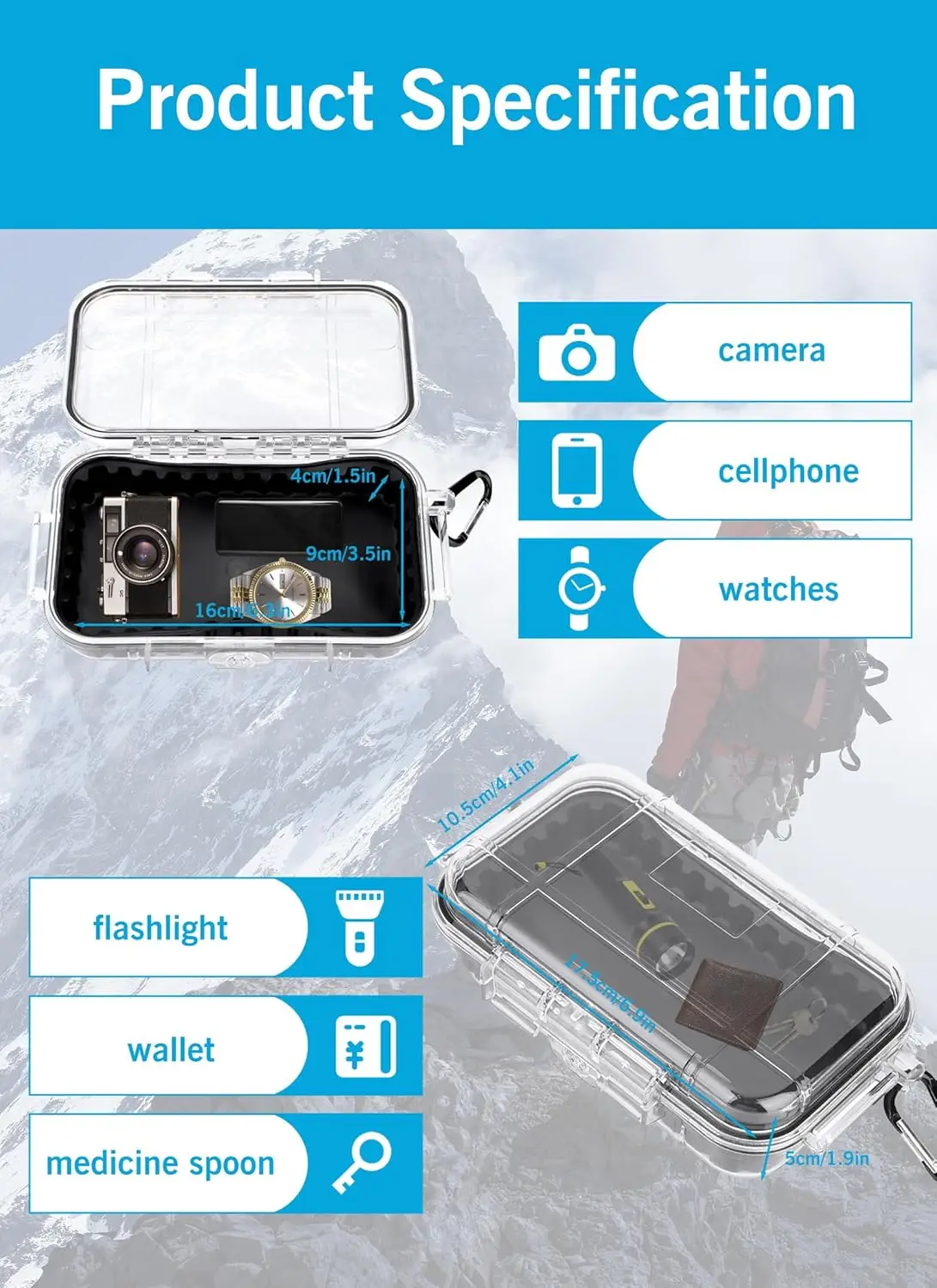 

Outdoor Shockproof Waterproof Storage Case Wear Resistant Sealed Carry Box For EDC Tools Phone Keys