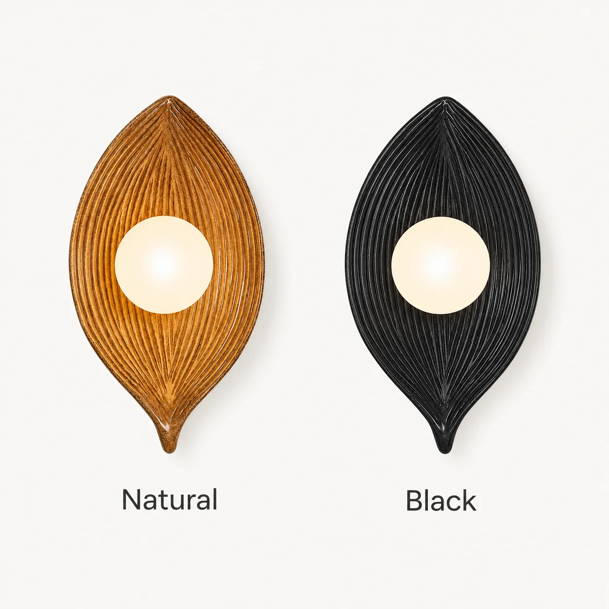 JOYINLED 11.8-Inch Wood Grain Resin Foliage Wall Lamp Vintage Leaf Wall Sconce with Globe Shade Retro Mid Century Accent Light
