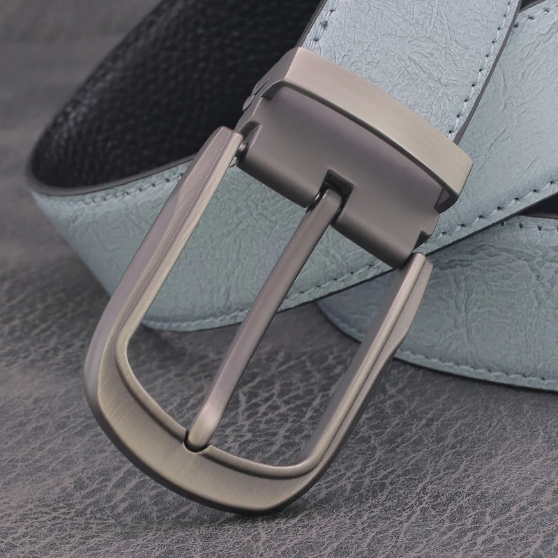ライトグレーレザーベルトメンズカジュアルバックルウエストベルト韓国スタイルトレンディユースパンツベルト本革ベルト