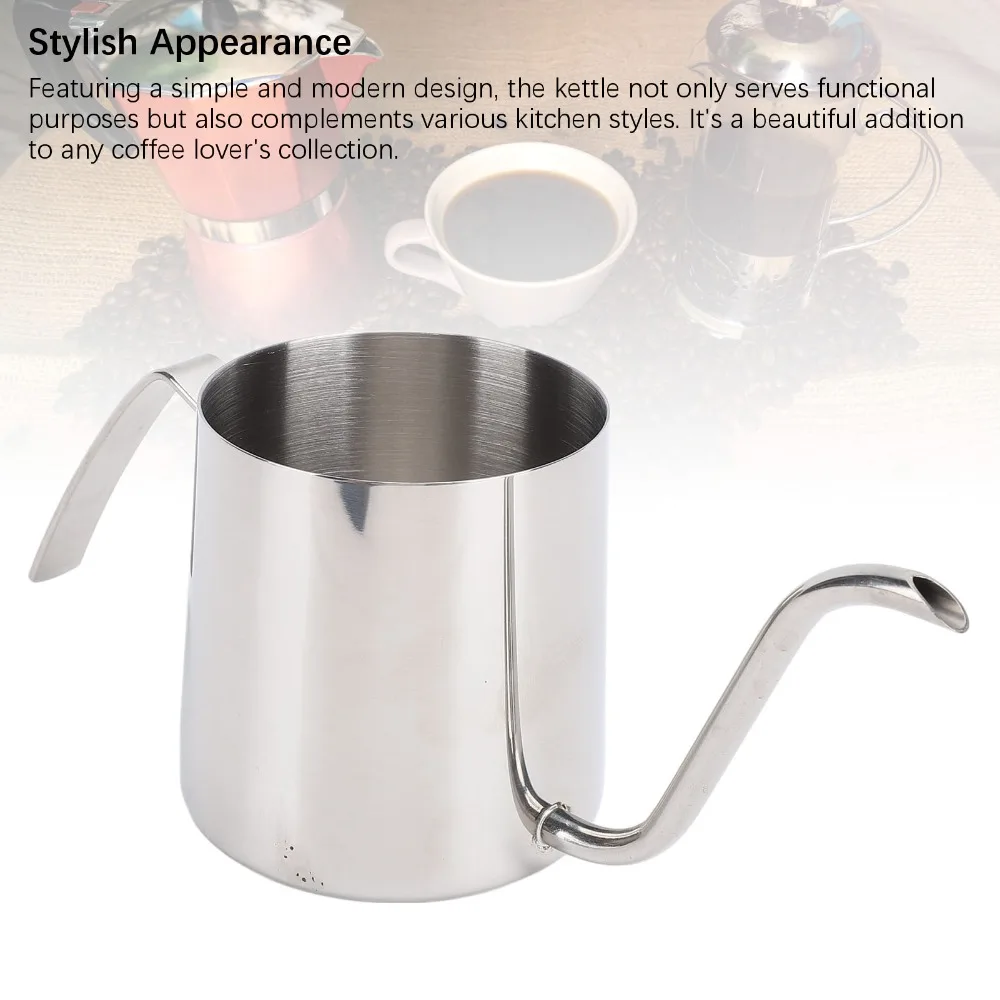 SUS304 Stainless Steel Pour Over Coffee Kettle Gooseneck Spout 240ml Capacity Drip Coffee Kettle Compact Lightweight