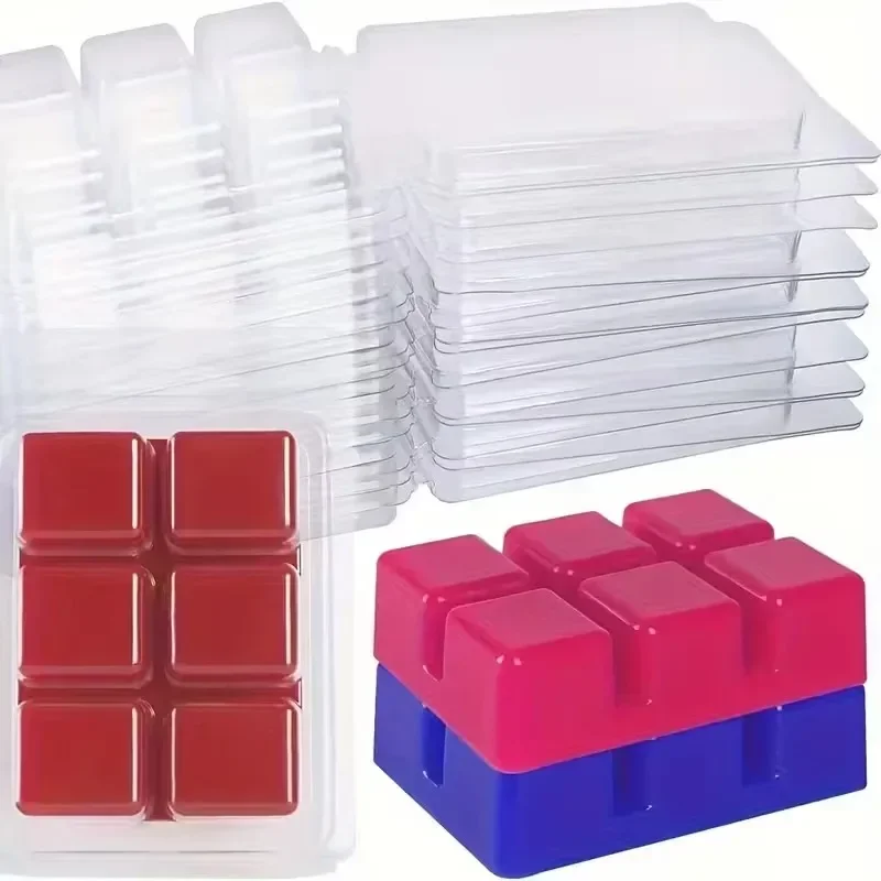 

2026-Latest Model 6-Compartment Square 30/50/100-Pack Clear Plastic Blister Box Mold Cube Candle Mold Ideal Candle Making Mold