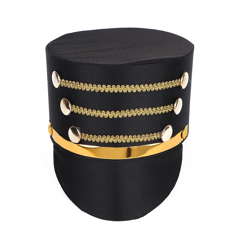 

Hat-nutcrackers Marching Band Hat Cosplay Show Gold Trim Strips Drum Major Master Hats Photography Themed Party Soldier Top Cap