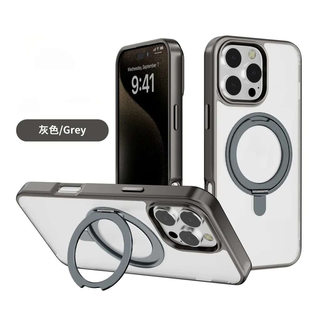 

For IPhone 16 15 14 13 Pro Max Plus 360° Rotating Magnetic Stand Phone Case Anti-Drop Magnetic Shell 15-Pin Phone Case