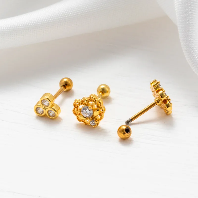 1PC Cute Rabbit Carrot Stud Earrings Stainless Steel Zircon Screw Cartilage Earring Women Conch Tragus Helix Piercing Jewelry image 4