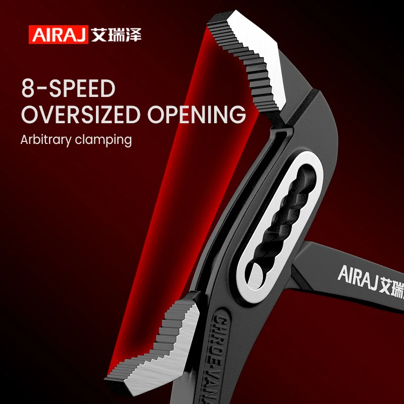 AIRAJ Adjustable Water Pump Pliers Large Opening Quick-Release Plumbing Pipe Wrench Multifunction Durable Non-Slip Hand Tools