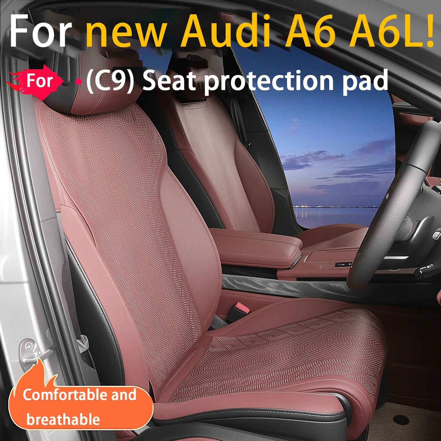 For Audi A6 A6L C9 2026 Nappa Leather Car Seat Cover Full Set Front Rear Breathable Interior Accessories