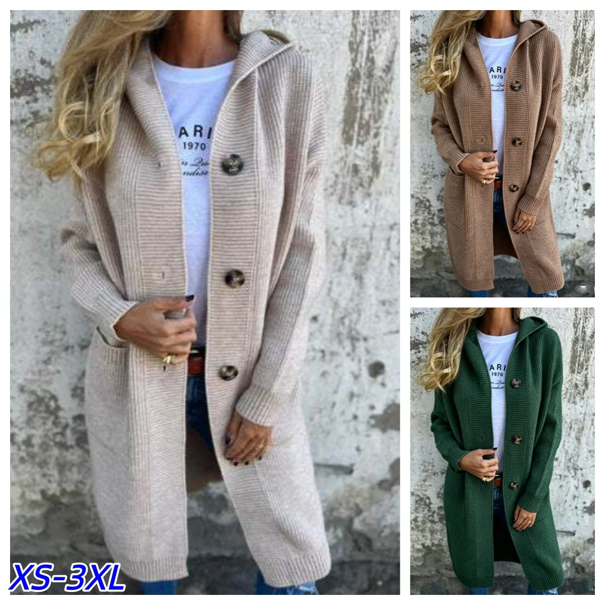 New Cardigan Autumn and Winter Women's Loose Long Sleeve Button Sweater Solid Color Knitted Long Thickened Top Roupas Feminina