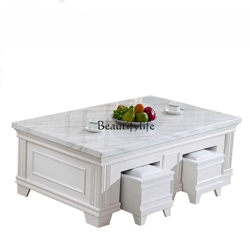 

03Marble panel coffee table simple living room home tea table