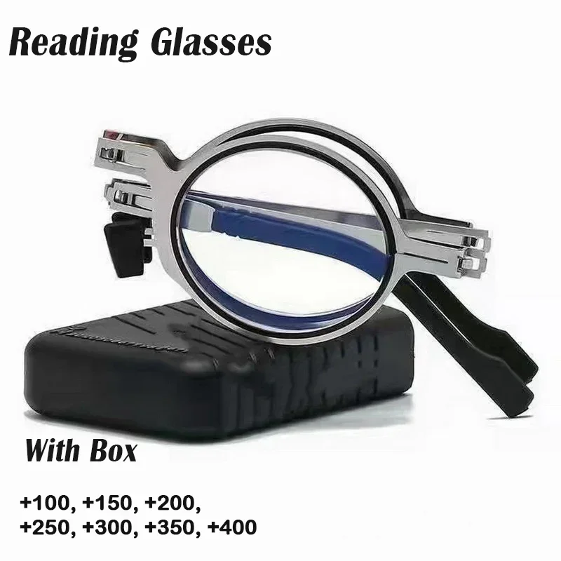 2025 NEW Portable Metal Round Folding Reading Glasses Men Women Anti Blue Light Eyewear Presbyopia Eyeglasses Frame Diopter