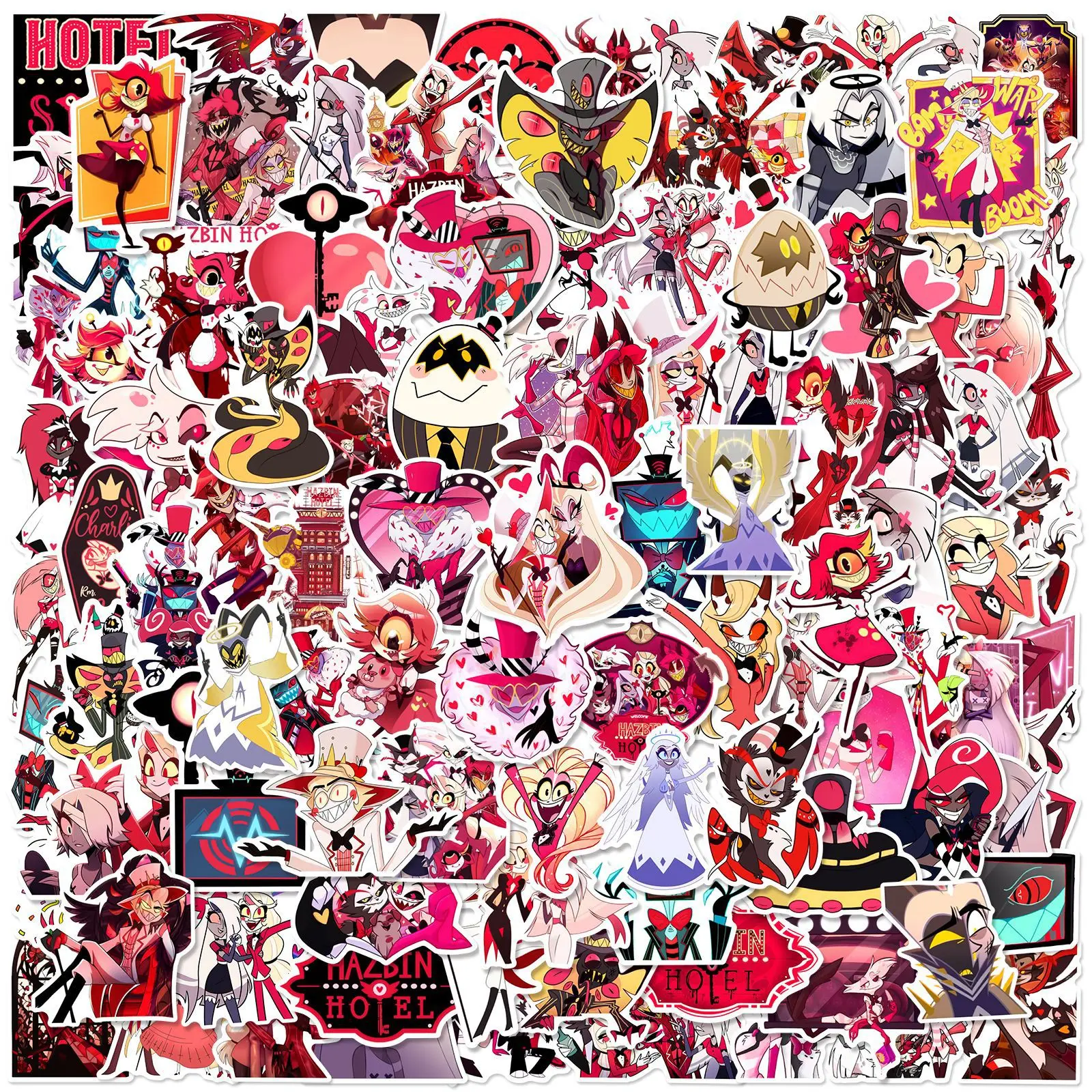 56/112PCS Anime Hazbin Hotel Stickers Phone Case Waterproof Sticker DIY Laptop Luggage Gift Decals