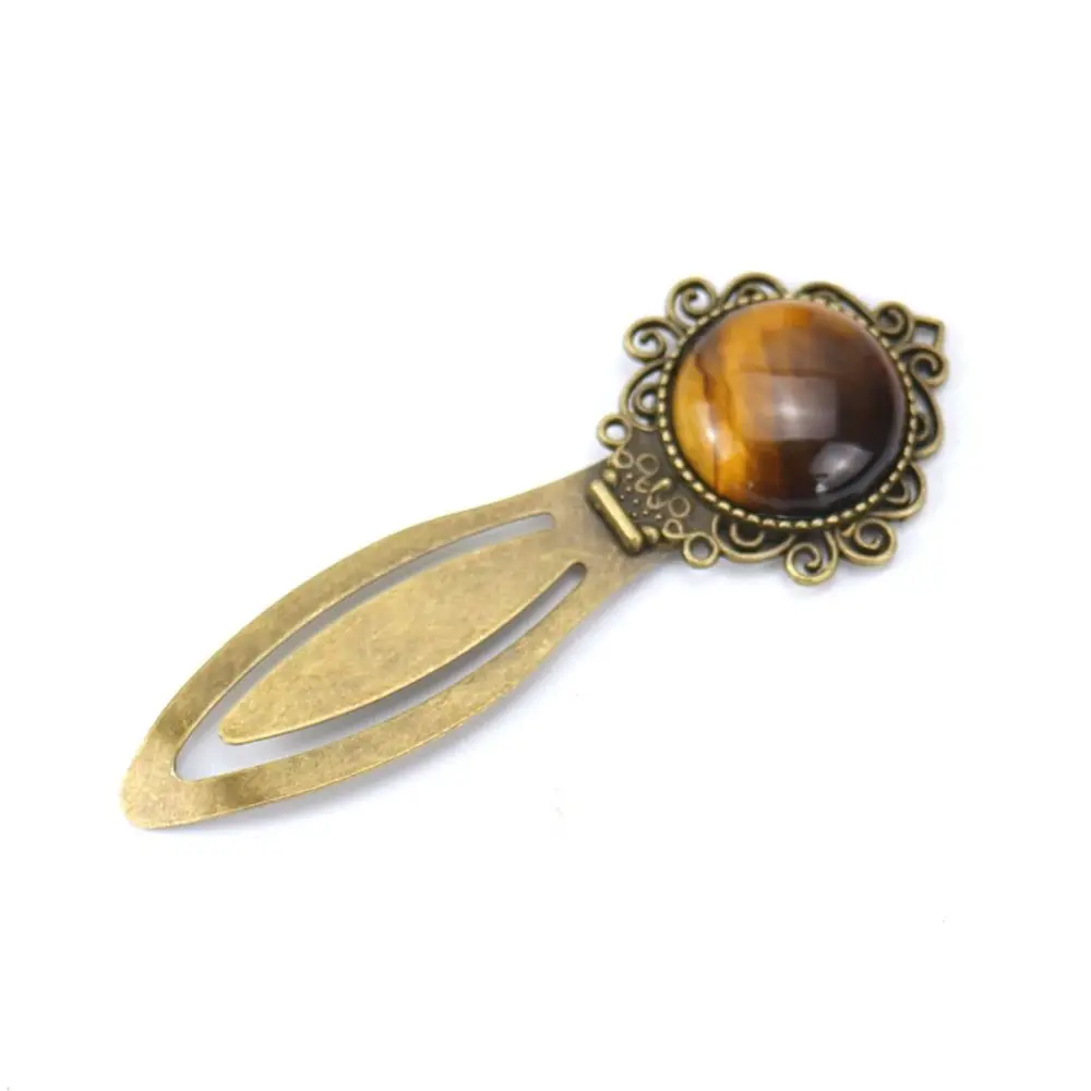 

Portable Alloy Bookmark Inlaid Gemstone Stationery Book Page Marker Student Supplies Book Clip