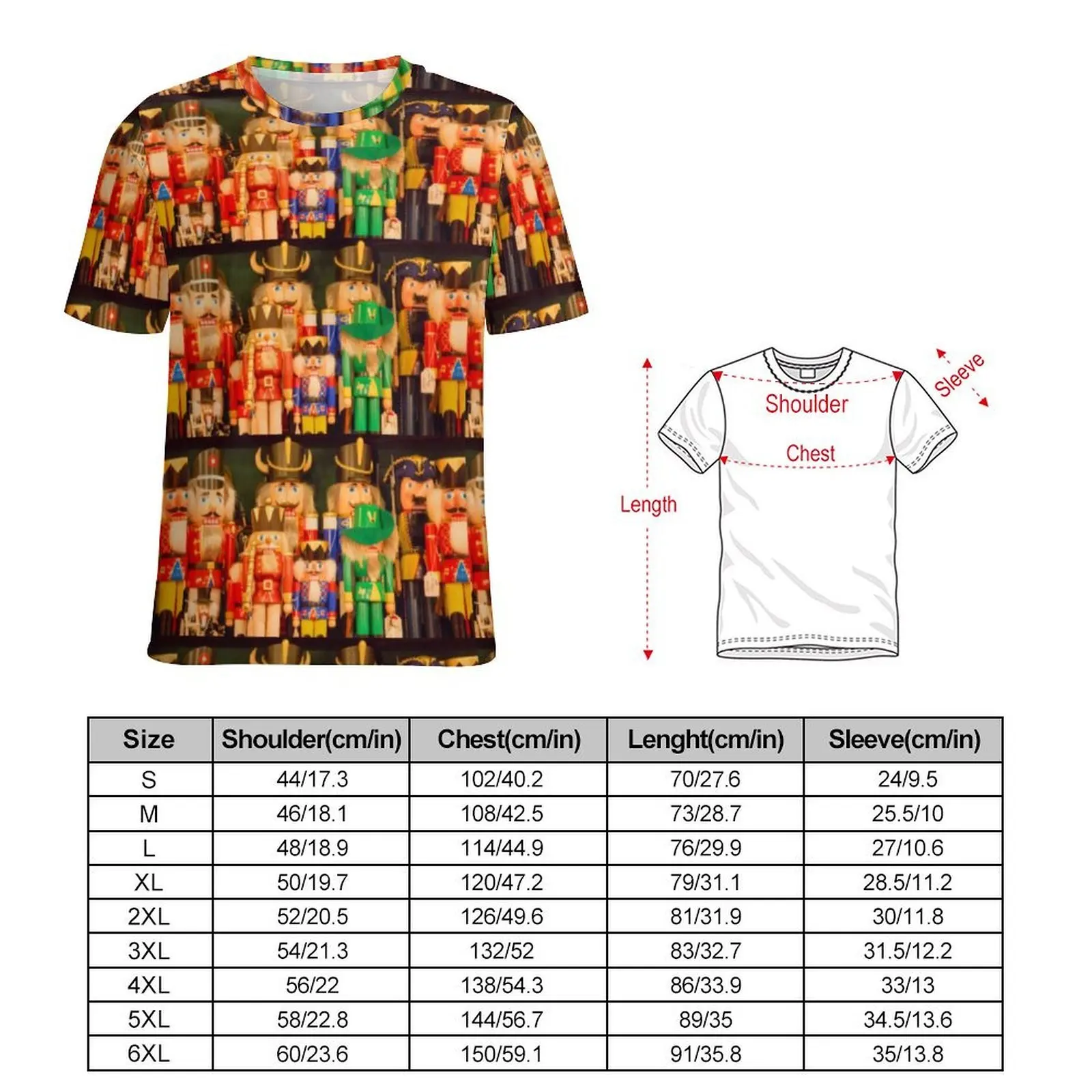 Army of Nutcracker T-Shirt Christmas Print Hippie T Shirts Short Sleeve Pattern Tshirt Dropshipping Summer Y2K Plus Size Clothes